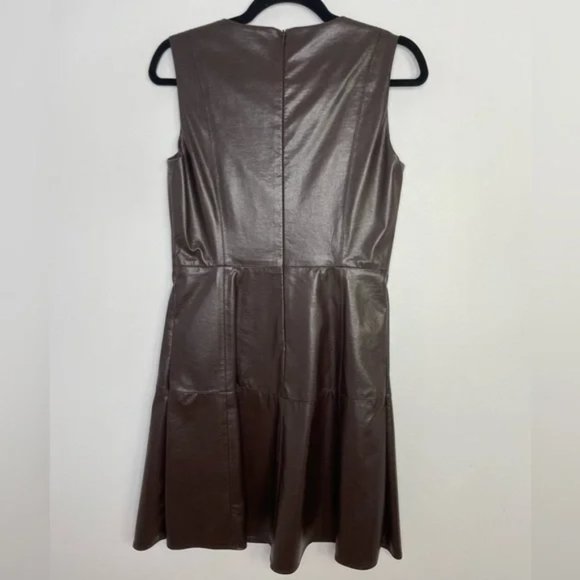 Eva Franco brown leather fit and flare dress size 12 - Picture 5 of 9
